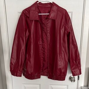 Women's Red Leather Jacket
